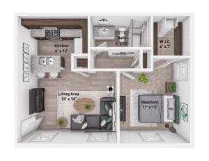 Floor plan for one bedroom apartment rental