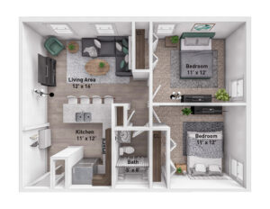 Two bedroom apartment for rent floor plan