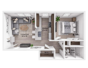 One bedroom apartment floor plan